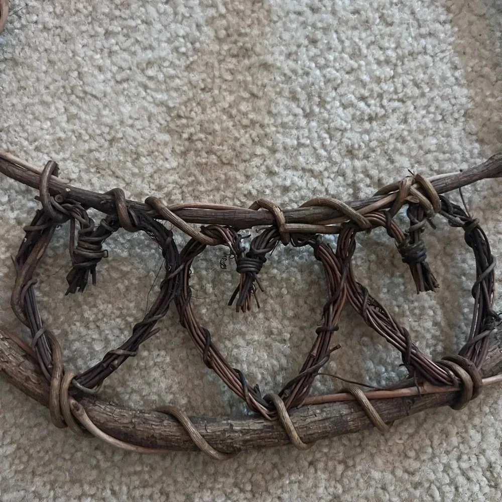 Angel Shaped Grapevine Natural Hanging Twig Wreath Hearts